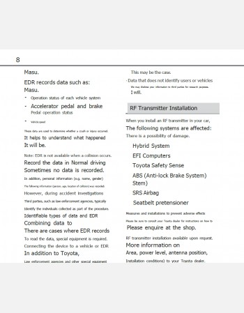 toyota harrier hybrid 2020-2021 owners manual in english